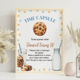 ミルクとクッキーの誕生日時間カプセルの標識 ポスター
