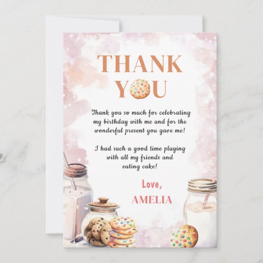 ミルクとクッキーの誕生日 サンキューカード (正面)