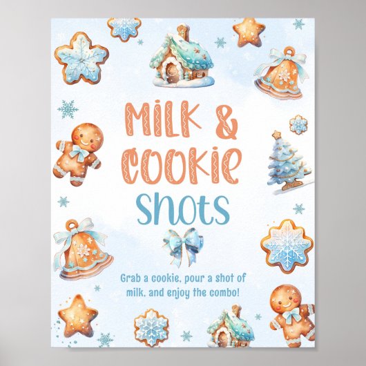 ミルクとクッキーの青いクリスマスの誕生日パーティー ポスター (正面)
