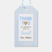 ミルクとクッキーの青い最初の誕生日パーティー ギフトタグ (正面)