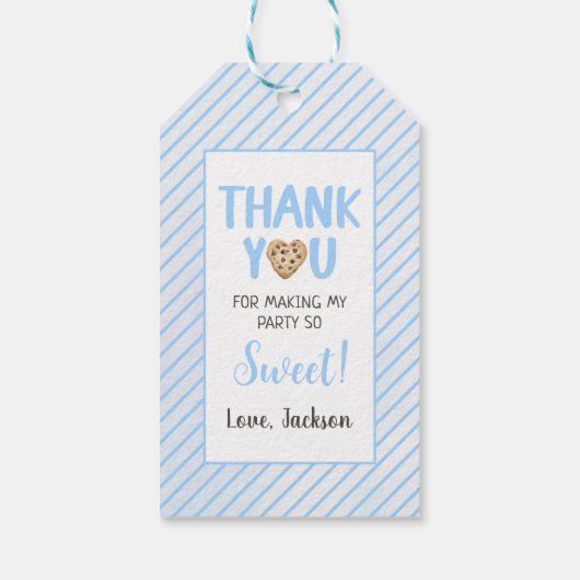 ミルクとクッキーの青い最初の誕生日パーティー ギフトタグ (裏面)