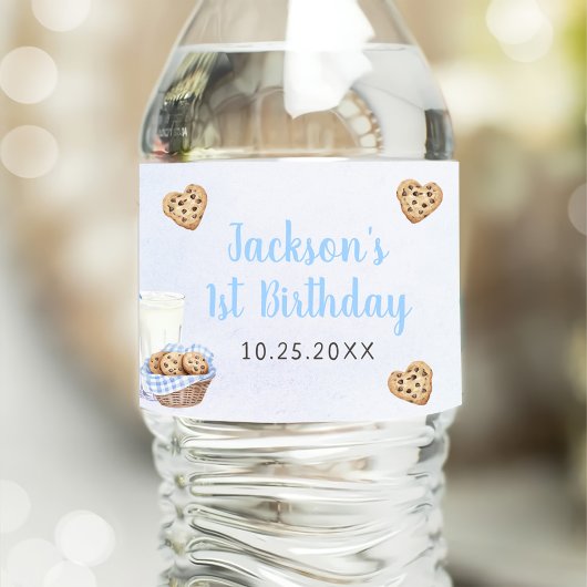 ミルクとクッキーの青い最初の誕生日パーティー ペットボトルラベル