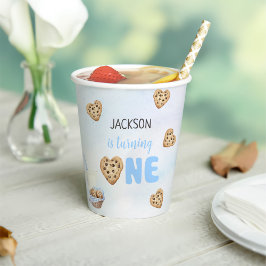 ミルクとクッキーの青い最初の誕生日パーティー 紙コップ