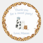 ミルクとクッキーはブルーバースデーパーティーのお気に入り ラウンドシール (正面)