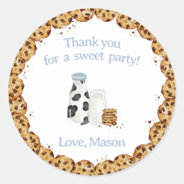 ミルクとクッキーはブルーバースデーパーティーのお気に入り ラウンドシール
