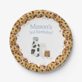 ミルクとクッキーはブルーバースデーパーティーテーブルをクラムブルーバースデーパーティー ペーパープレート (正面)