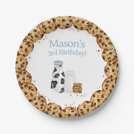 ミルクとクッキーはブルーバースデーパーティーテーブルをクラムブルーバースデーパーティー ペーパープレート