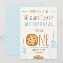 ミルクとクッキーパーティの招待状ボーイ誕生日