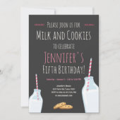 ミルクとクッキーピンクの女の子誕生パーティー 招待状 (正面)