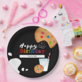 ミルクとクッキーレインボーハッピーバースデー ペーパープレート (パーティー)