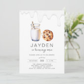 ミルクとクッキー任意の年齢の男女兼用誕生日 招待状 (スタンド正面)