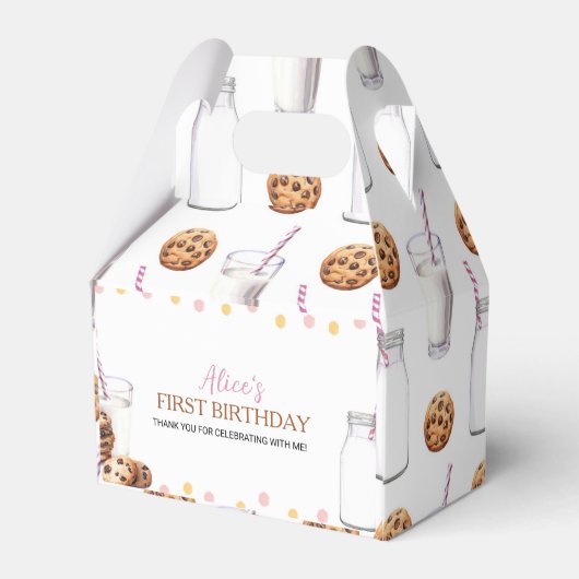 ミルクとクッキー女の子の誕生日パーティーのお願いボックス フェイバーボックス (裏面サイド)