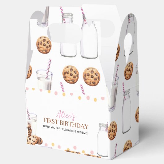 ミルクとクッキー女の子の誕生日パーティーのお願いボックス フェイバーボックス (オープン)