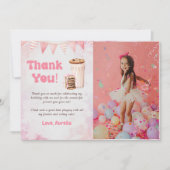 ミルクとクッキー女の子の誕生日パーティーの写真 サンキューカード (正面)