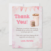 ミルクとクッキー女の子の誕生日パーティー サンキューカード (正面)