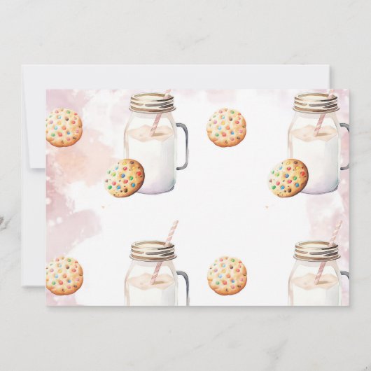 ミルクとクッキー女の子の赤ちゃんシャワー写真 招待状 (裏面)