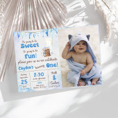 ミルクとクッキー少年の最初の誕生日パーティーの写真 招待状