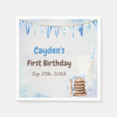 ミルクとクッキー少年の最初の誕生日パーティー スタンダードカクテルナプキン (正面)