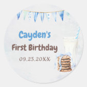ミルクとクッキー少年の最初の誕生日パーティー ラウンドシール (正面)