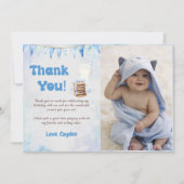 ミルクとクッキー少年の誕生日パーティーの写真 サンキューカード (正面)