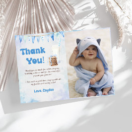 ミルクとクッキー少年の誕生日パーティーの写真 サンキューカード