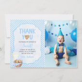 ミルクとクッキー少年の誕生日写真 サンキューカード (正面)