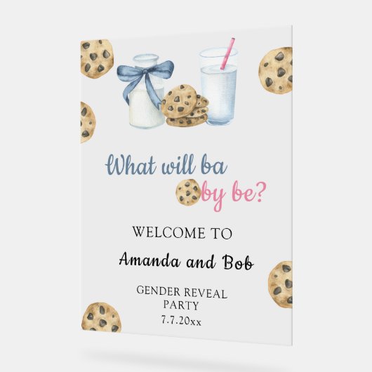 ミルクとクッキー性別による歓迎の表明 アクリルサイン (傾斜)