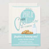 ミルクとクッキー招待状誕生日パーティー招待状 招待状 (正面/裏面)