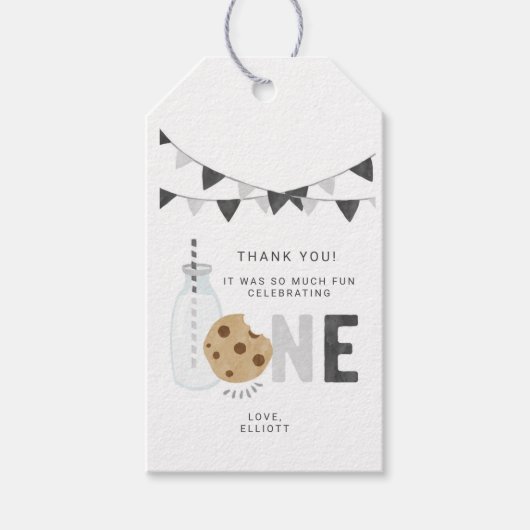 ミルクとクッキー最初の誕生日ギフトラベル ギフトタグ (正面)