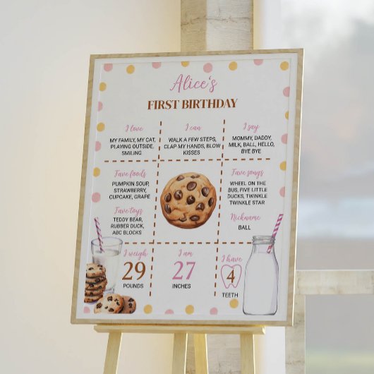 ミルクとクッキー最初の誕生日マイルストーンのポスター ポスター