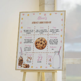 ミルクとクッキー最初の誕生日マイルストーンのポスター ポスター