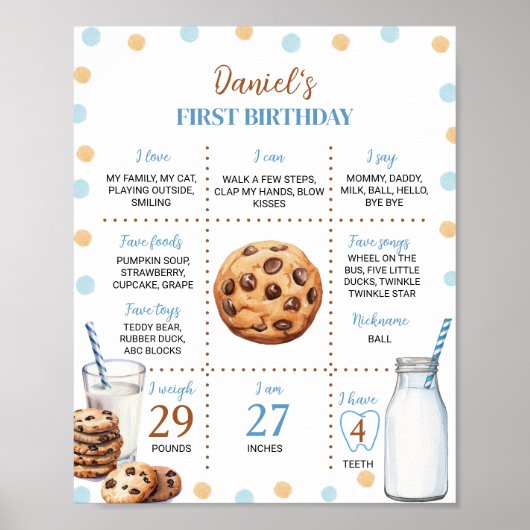 ミルクとクッキー最初の誕生日マイルストーンのポスター ポスター (正面)