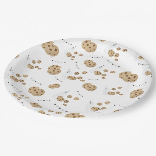 ミルクとクッキー最初の誕生日紙プレート ペーパープレート (アングル)