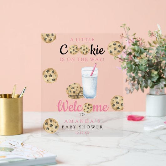 ミルクとクッキー歓迎ベビーシャワーパーティー アクリルサイン (ウェディング)