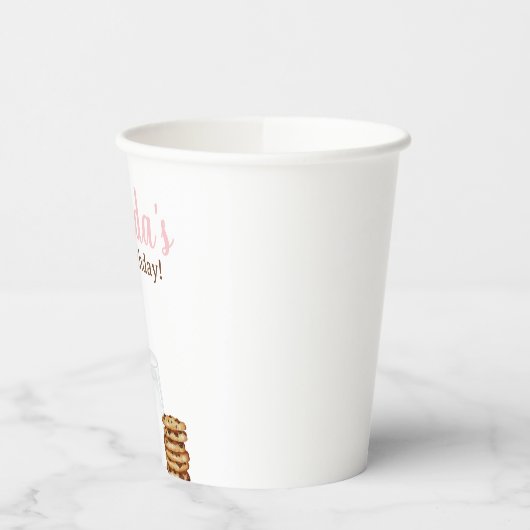 ミルクとクッキー牛のプリントピンクの誕生日パーティー 紙コップ (左)