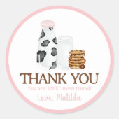 ミルクとクッキー牛のプリント誕生日パーティーのお気に入り ラウンドシール (正面)