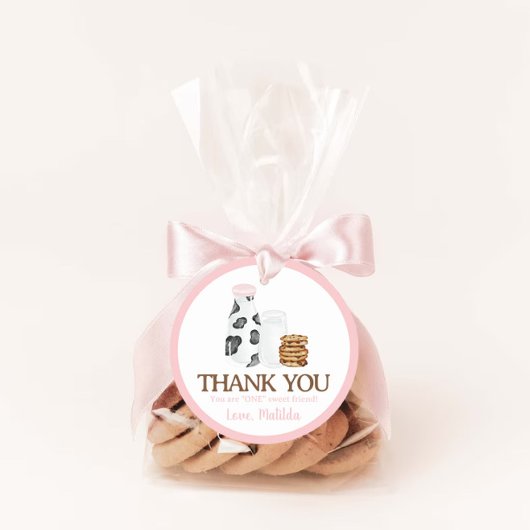 ミルクとクッキー牛のプリント誕生日パーティーのお気に入り ラウンドシール