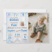 ミルクとクッキー男の子2nd誕生日パーティー写真 招待状 (正面)