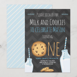 ミルクとクッキー第一誕生日招待状ボーイ 招待状