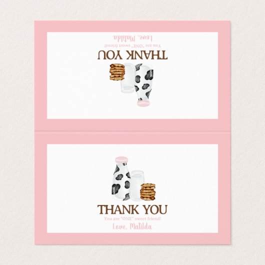 ミルクとクッキー誕生日パーティーの好意トッパーを治療 名刺 (外部フラット)