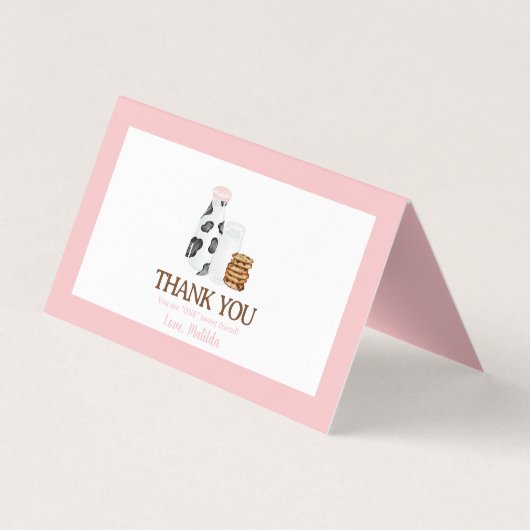 ミルクとクッキー誕生日パーティーの好意トッパーを治療 名刺 (裏面)