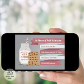 ミルクとクッキー赤ちゃんシャワー – ピンクストライプのパーティー 招待状