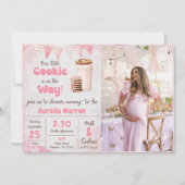 ミルクとクッキー赤ちゃん女の子シャワーパーティー写真 招待状 (正面)