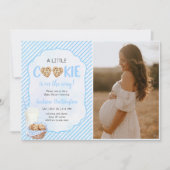ミルクとクッキー青い男の赤ちゃんのシャワー写真 招待状 (正面)