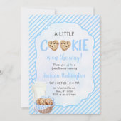 ミルクとクッキー青い男の赤ちゃんシャワーパーティー 招待状 (正面)