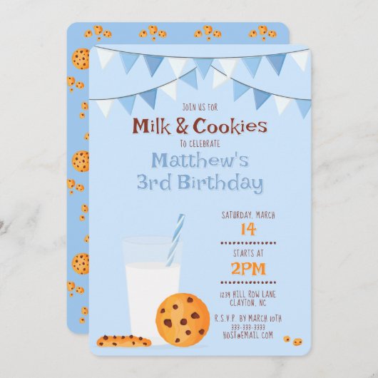 ミルクとクッキー 招待状 (正面/裏面)