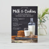 ミルクとクッキー 1歳のバースデーパーティーのご招待 招待状 (スタンド正面)