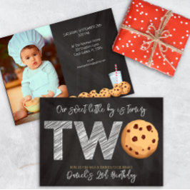 ミルクとクッキー「2つの甘い」第2の誕生日フォトイン 招待状