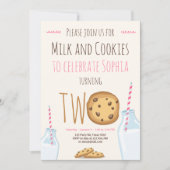 ミルクとコーガル ピンク 2歳の誕生日 招待状 (正面)