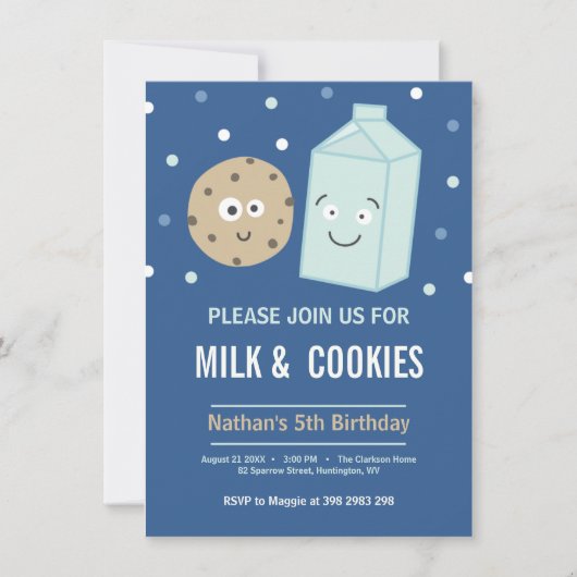 ミルクとコーキーズの誕生日デザートパーティー招待状 招待状 (正面)